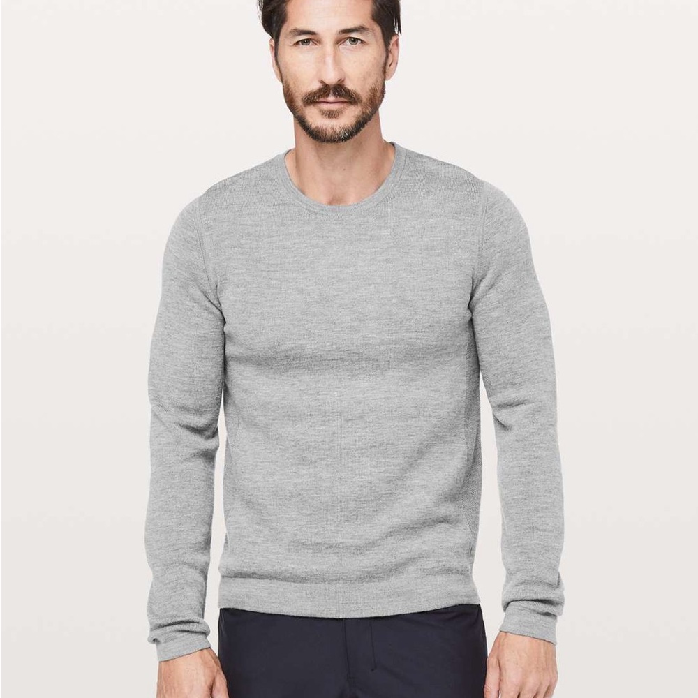 Lululemon Men's Wool Alpine Air Crew Sweater | Heathered Core Medium Grey XS